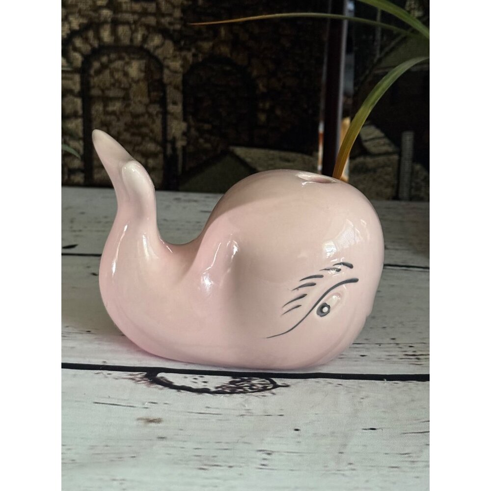 Vintage A. Georgewood Creation Ceramic Whale Figurine w/Glossy Glaze